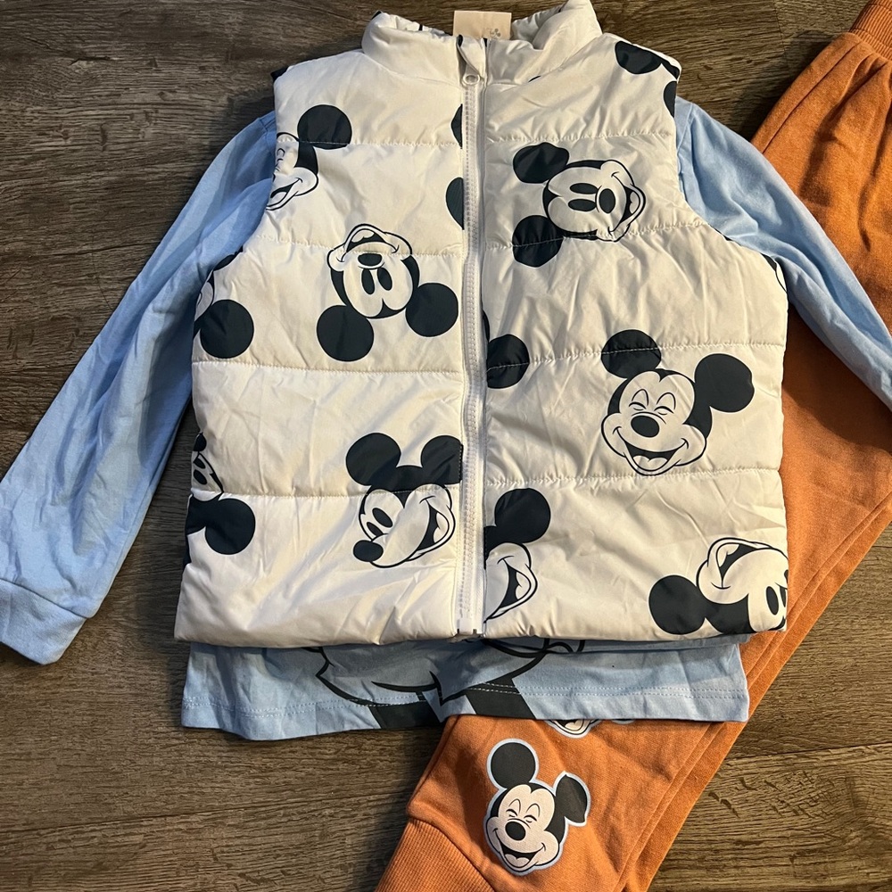 Disney Mickey Mouse Puffer Vest and Outfit Set